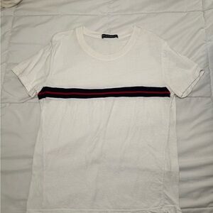 Brandy Melville White and Red Short Sleeve Tee